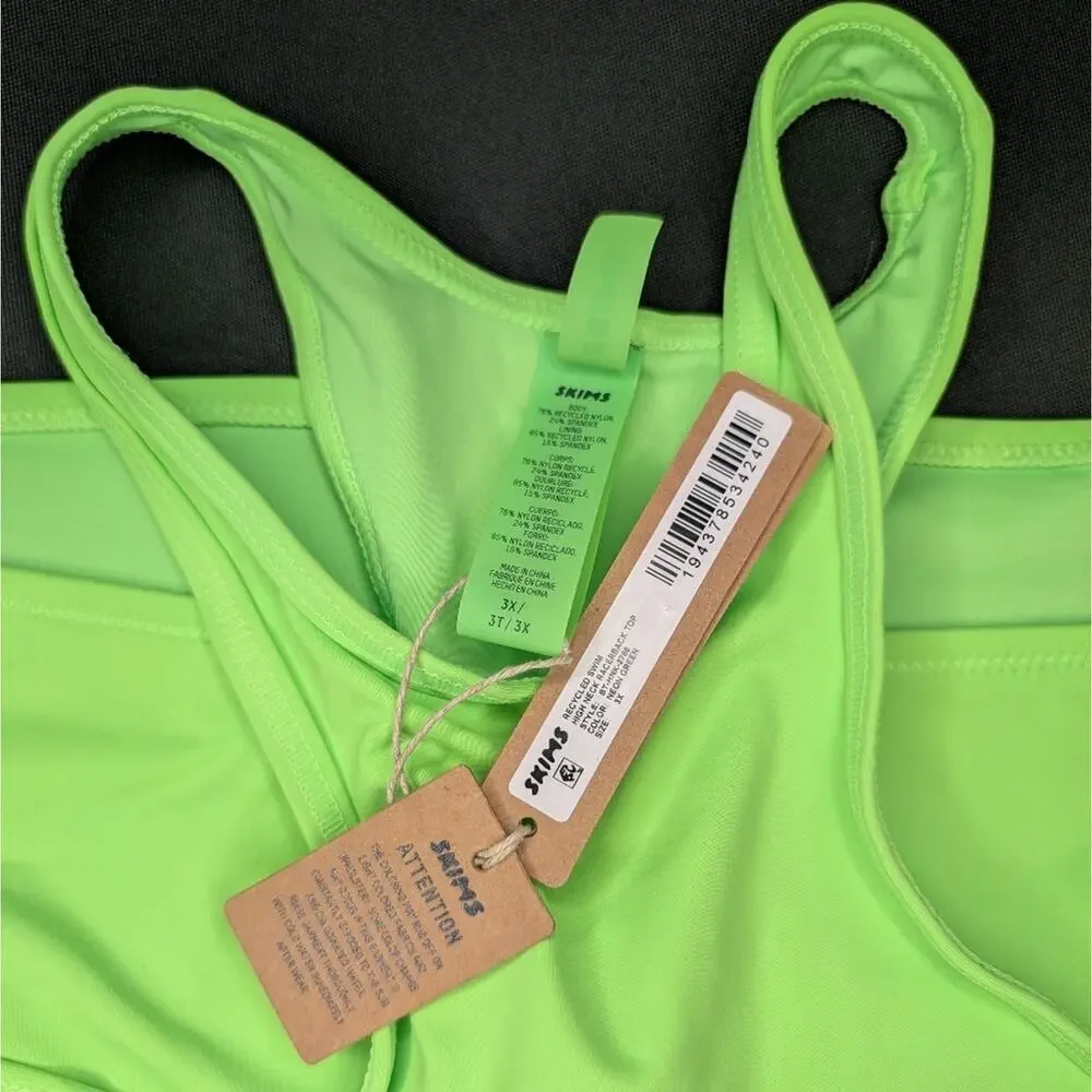 Skims Swim High Neck Racer Back Bikini Top Neon Green 3X
